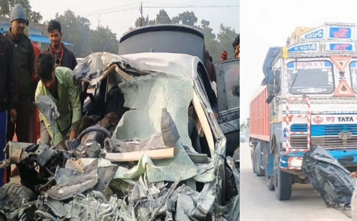 सरगुजा में कार-ट्रक में भीषण टक्कर, पांच लोंगो की माैत