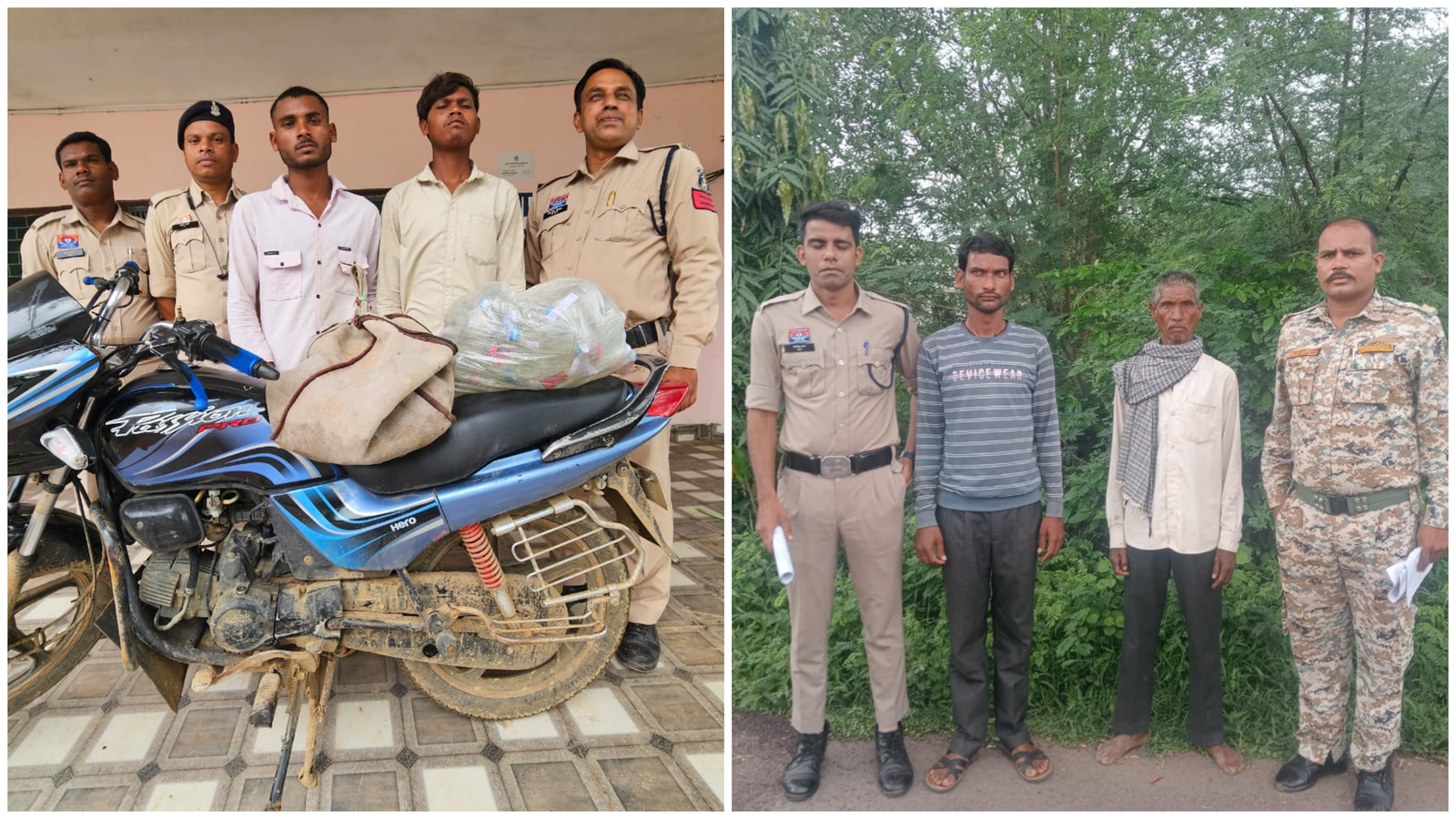 पुलिस की दोहरी कार्रवाई: गांजा बेचने पहुंचे बाप-बेटे और अवैध शराब के साथ दो युवक रंगेहाथ गिरफ्तार
