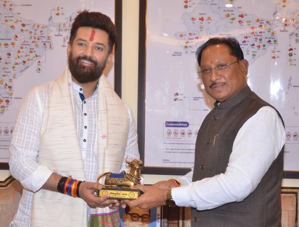 मुख्यमंत्री विष्णु देव साय की केंद्रीय मंत्री चिराग पासवान के साथ अहम मुलाकात, राज्य में खाद्य प्रसंस्करण को मिलेगी नई दिशा